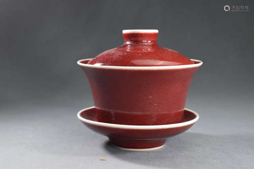 An Red Glazed Procelain Cup Set