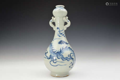 A Blue and White Dragon Porcelain Vase