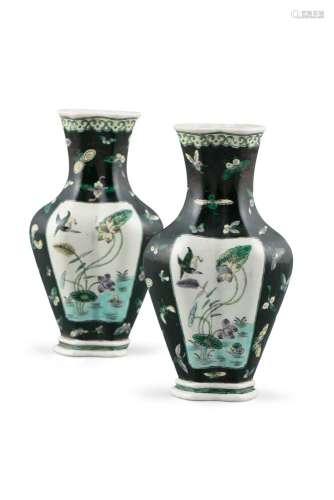 A PAIR OF BEGONIA-SHAPED 'MAGPIES'' FAMILLE-NOIRE PORCELAIN ...