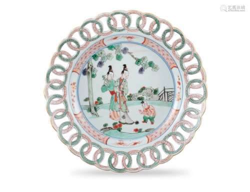 A RETICULATED WING FAMILLE VERTE PORCELAIN DISH China, Qing ...
