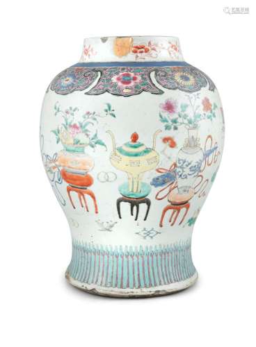 A RELIEF-DECORATED FAMILLE ROSE PORCELAIN HAT STAND China, 2...
