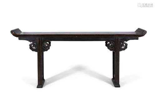 A LARGE BLACK-LACQUERED WOODEN ALTAR TABLE China, Late Qing ...