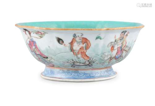 A FAMILLE ROSE 'EIGHT IMMORTALS' PORCELAIN OFFERING BOWL Chi...