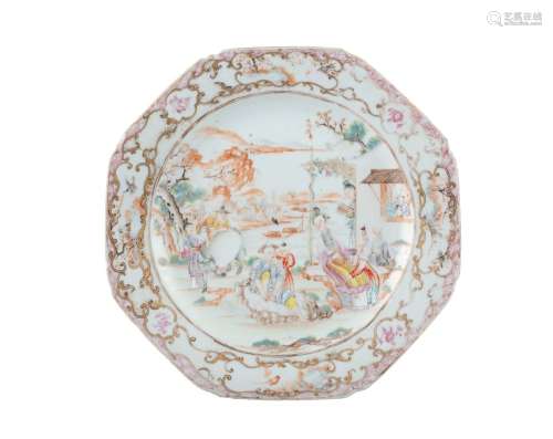 A CHINESE EXPORT HEXAGONAL 'MANDARIN' PORCELAIN PLATE China,...