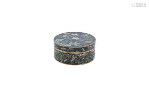A 'FLOWER AND ROCKS' ROUND CLOISONNE BOX AND COVER China, La...