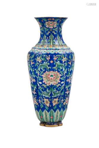 AN ENAMELED COPPER QUATREFOIL VASE China, Beijing, Qing Dyna...