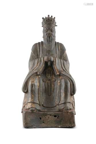 A LARGE PARCEL GILT LACQUERED BRONZE FIGURE OF A SEATED DAOI...