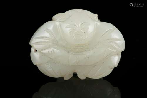 A WHITE JADE CARVING OF A STANDING BOY China, Qing Dynasty, ...