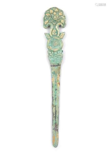 A PARCEL GILT 'FLORAL' COPPER ALLOY PROBABLY FUNERAL HAIRPIN...