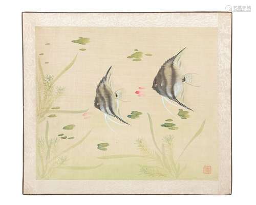 PROBABLY CHINESE SCHOOL (20TH CENTURY) Fish Ink and colours ...