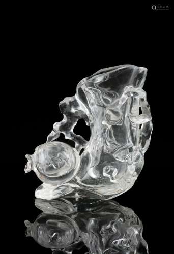 A CARVED ROCK CRYSTAL 'POMEGRANATE' BRUSH HOLDER AND WASHER ...