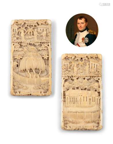*A 'NAPOLEONIC' IVORY CARD HOLDER China, Canton, Qing Dynast...