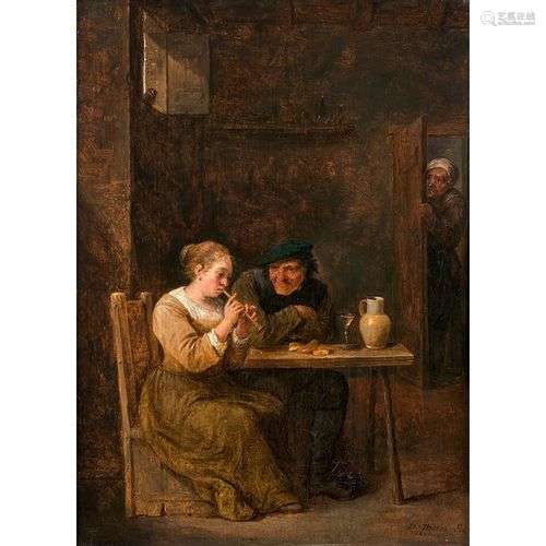 Attribué à David TENIERS (1610-1690)Jeune femme jouant de la...