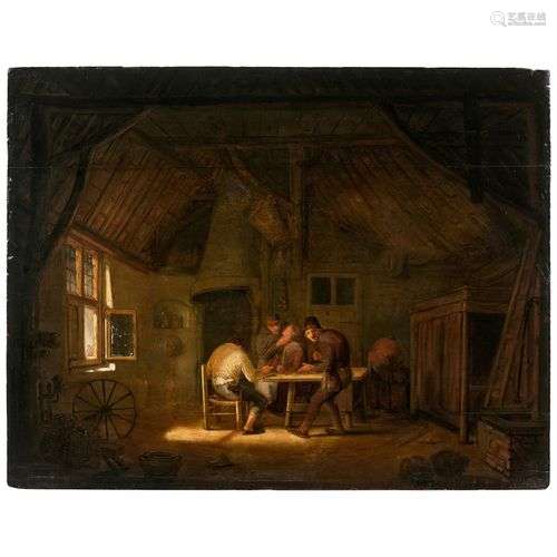 PIETER HERMANSZ VERELST (Dordrecht 1618-1678)Buveurs dans un...