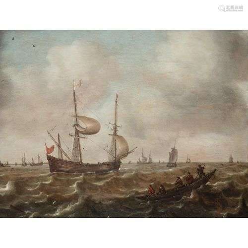 Justus de VERWER (1625-1689)Vaisseaux sur une mer agitéePann...
