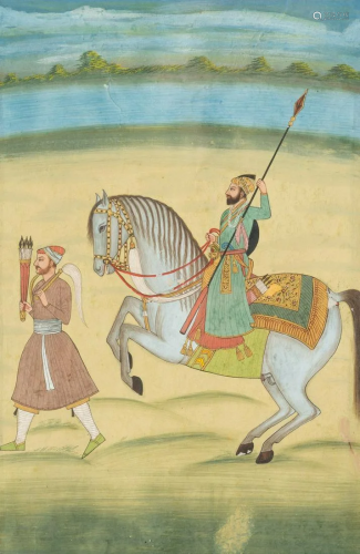 Arte Indiana Equestrian portrait India, possibly