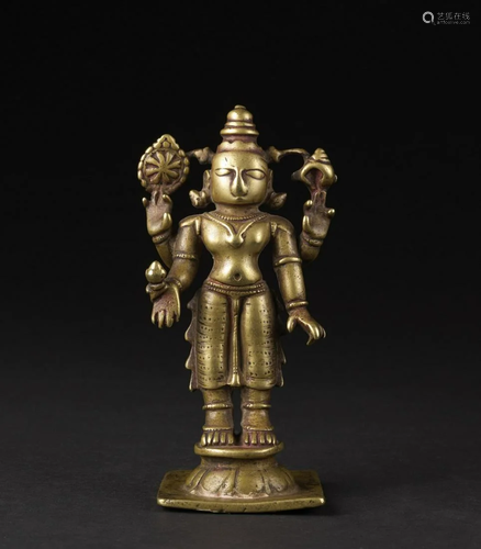 Arte Indiana A bronze figure of standing Vishnu