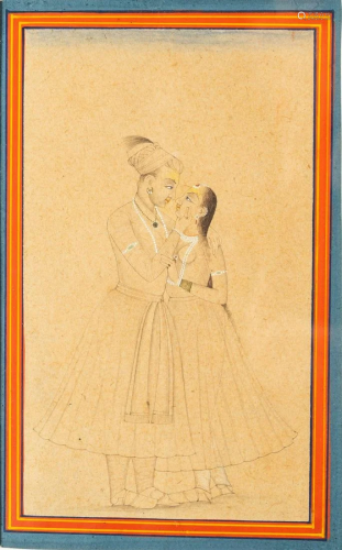 Arte Indiana Drawing on paper depicting a coupleIndia,