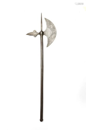 Arte Islamica A half-moon headed steel cerimonial axe