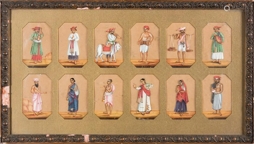 Arte Indiana Twelve Indian characters on micaSouthern