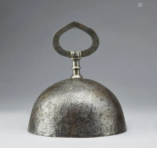 Arte Islamica An acid etched steel Qajar bell with