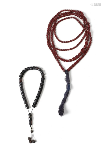 Arte Islamica Two glass bead prayer necklaces (tesbih)