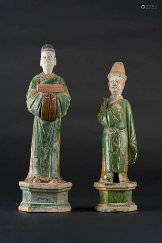 Arte Cinese Two glazed earthenware Minqi burial