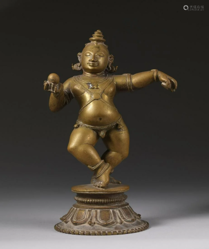 Arte Indiana A bronze figure of Balakrishna India,