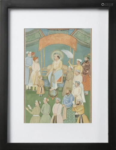 Arte Indiana A miniature painting depicting the Mughal