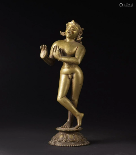 Arte Indiana A bronze figure of Krishna