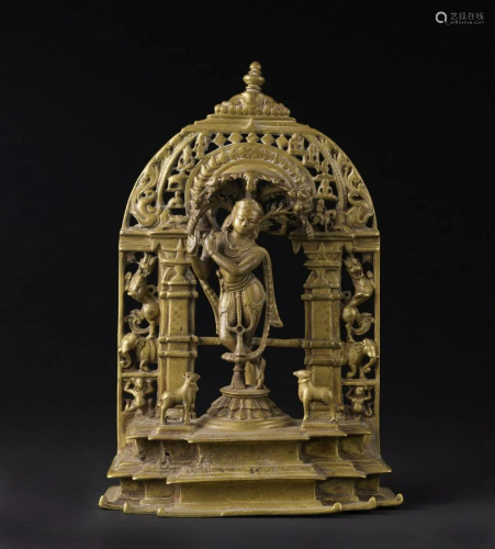 Arte Indiana A Krishna Venugopala bronze altar India,