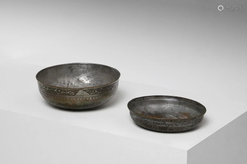 Arte Islamica Two tinned copper Safavid bowls Iran,