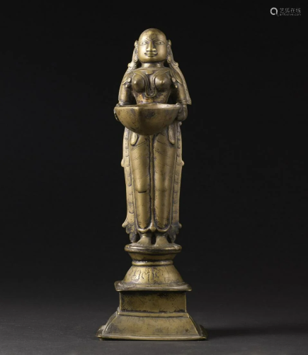 Arte Indiana A bronze oil lamp India, 19th century .
