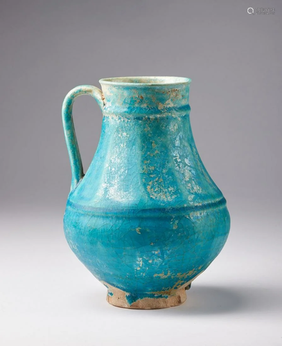 Arte Islamica A large Kashan turquoise glazed