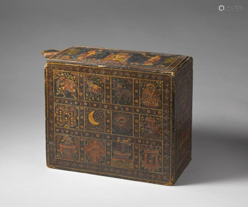 Arte Indiana A wooden lacquered Jain boxNorth-Western