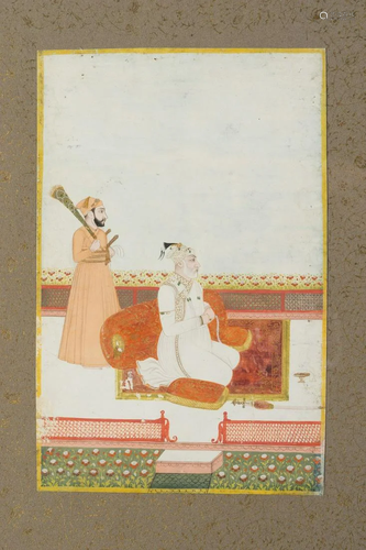 Arte Indiana A nobleman during prayer Northern India,