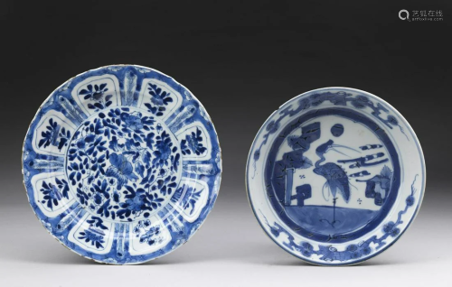 Arte Cinese Two blue and white porcelain dishes China,