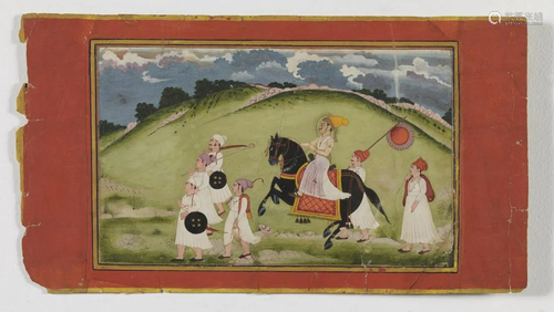 Arte Indiana A miniature depicting a courtly