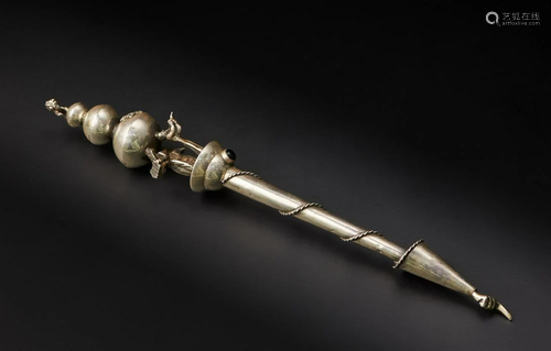 . A silver Torah pointer (Yad) decorated with