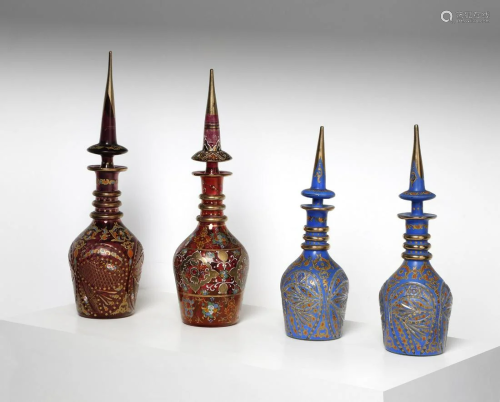 Arte Islamica A group of four gilded enamelled glass