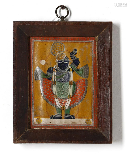 Arte Indiana Miniature painting depicting Krishna