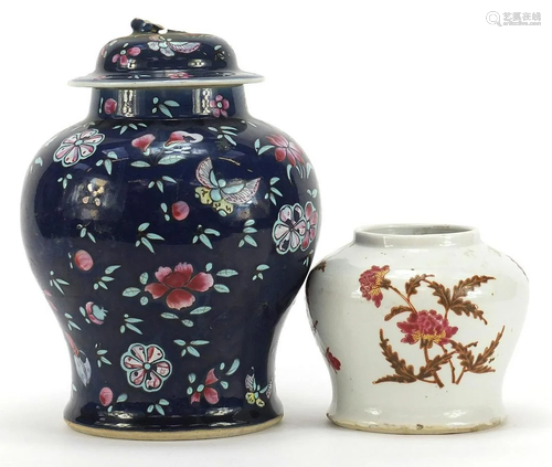 Two Chinese porcelain baluster jars including a blue