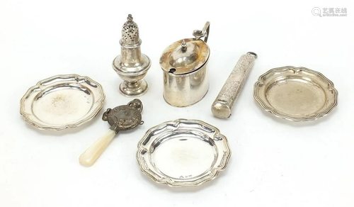 Victorian and later silver objects including a cheroot