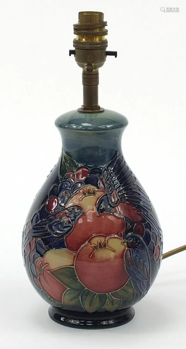 Moorcroft Pottery baluster lamp base hand painted with