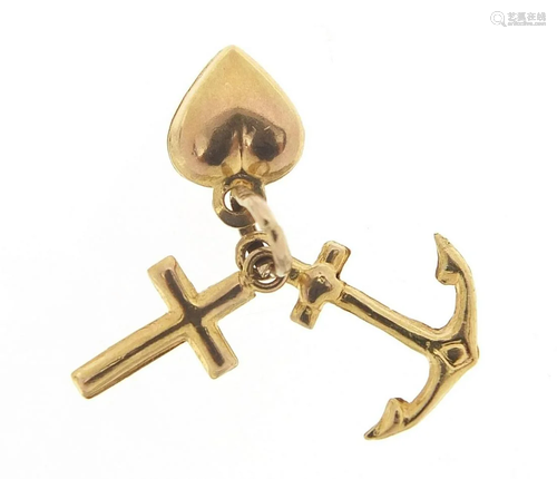 9ct gold faith, hope and charity charm, 0.8g