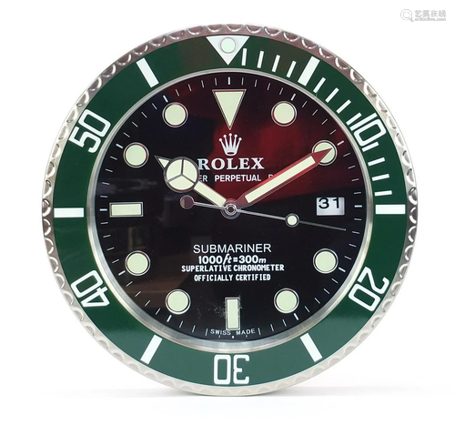 Rolex Submariner design dealer's display wall clock,