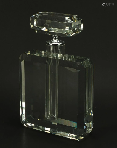 Large Art Deco style clear glass scent bottle, 26cm