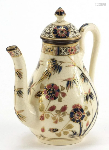 Zsolnay Pecs, Hungarian coffee pot hand painted with