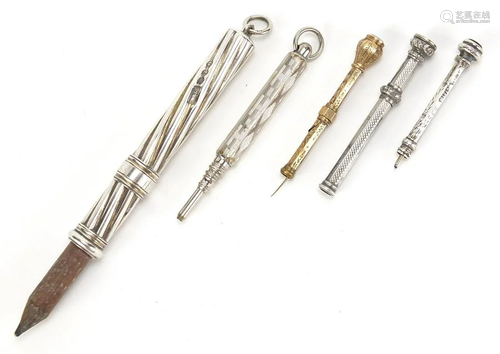 Victorian and later propelling pencils and tooth picks