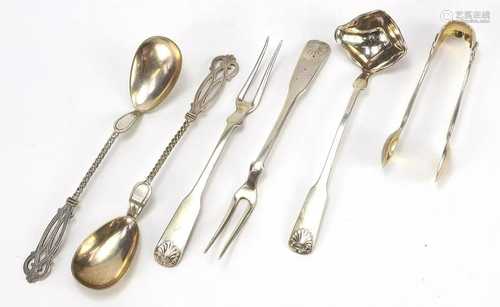 Danish silver and white metal cutlery including a toddy